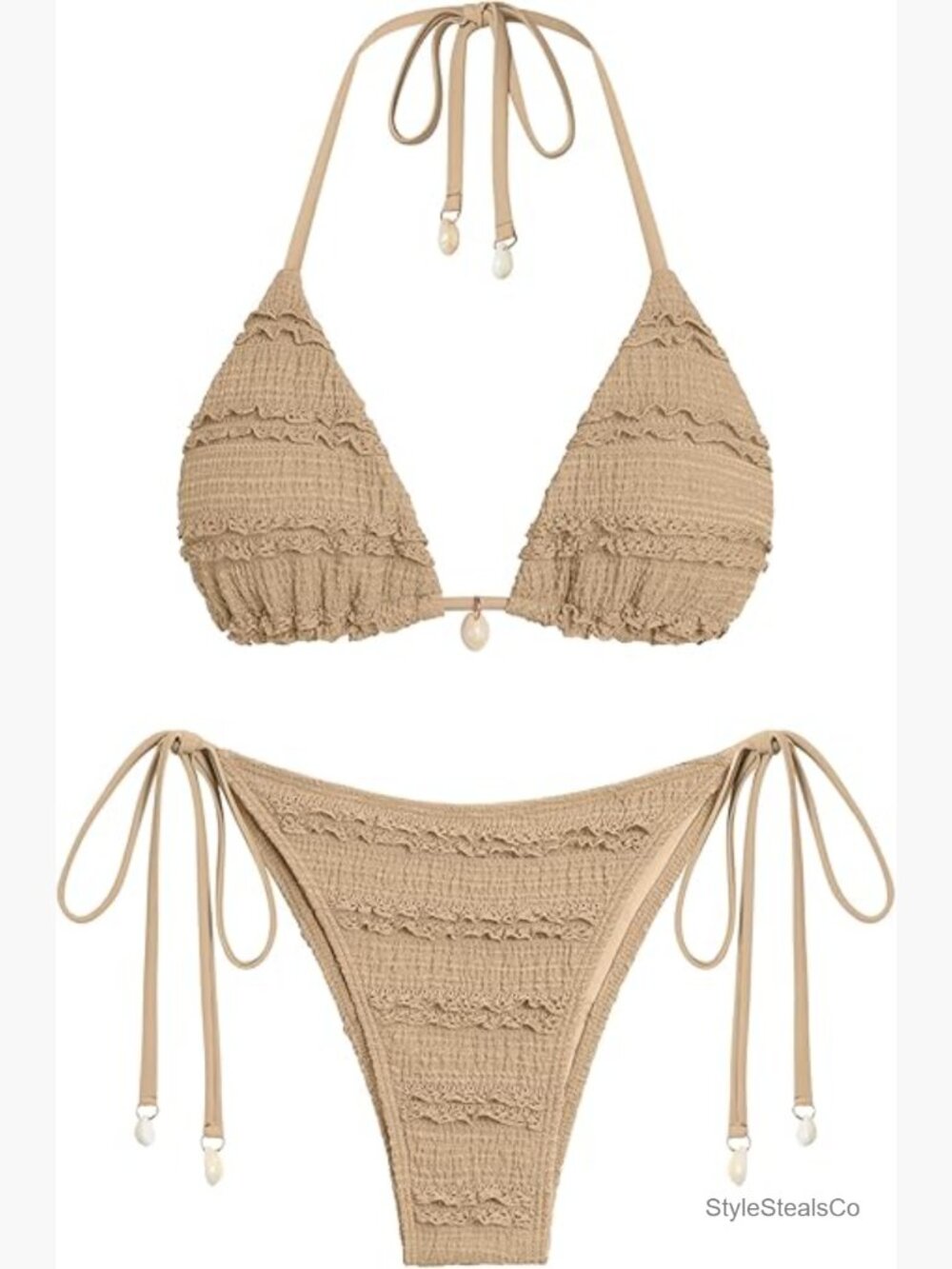Triangle Bikini Set Tie Side String Halter Two Piece Swimsuit - Picture 1 of 6